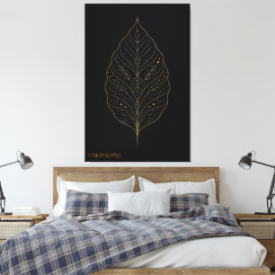 Modern Boho Gold Minimalist Botanical Canvas Art