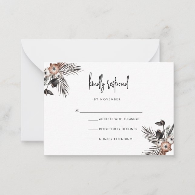 Modern Boho Goth Script RSVP Card (Front)