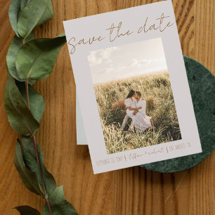 Modern Boho Gray One Photo Save The Date