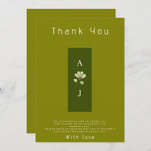 Modern Boho Green Flat Wedding Thank You Card