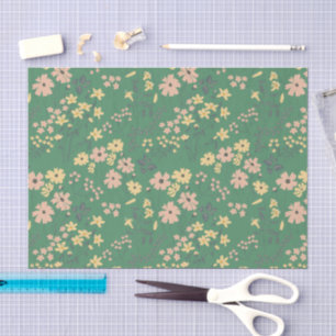 Modern Boho Green Floral Pattern Tissue Paper
