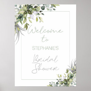 Modern Boho Greenery Foliage Bridal Shower Welcome Poster