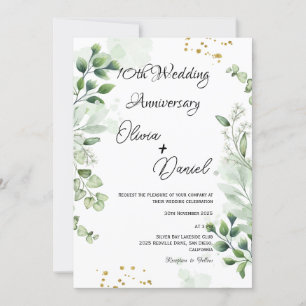 Modern Boho Greenery Wedding Anniversary  Invitation