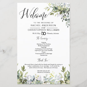 Modern Boho Greenery Wedding Program