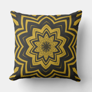 Modern Boho Grey & Anzac Gold Starburst Cushion