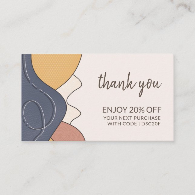 Modern Boho Handwritten Loyalty Thank You Business Discount Card (Front)