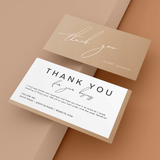 Modern Boho Handwritten Script Thank You Discount Business Card