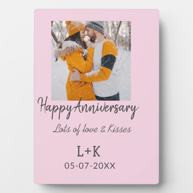 Modern boho happy anniversary add name date orange plaque (Front)