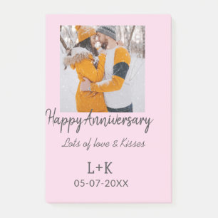 Modern boho happy anniversary add name date orange post-it notes
