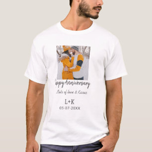 Modern boho happy anniversary add name date orange T-Shirt