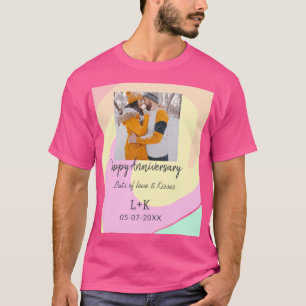 Modern boho happy anniversary add name date orange T-Shirt