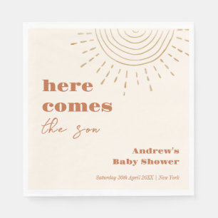 Modern Boho Here Comes The Son Baby Shower Napkin