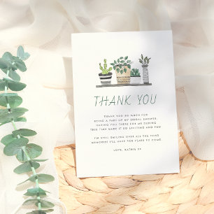 Modern Boho Houseplants Bridal Shower Thank You Card