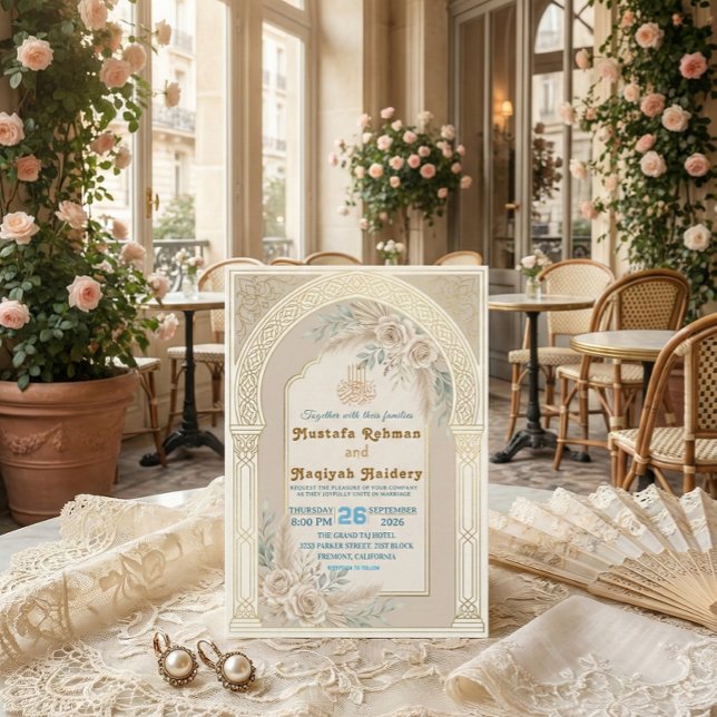 Modern Boho Islamic Nikkah Ceremony Invitation (Creator Uploaded)