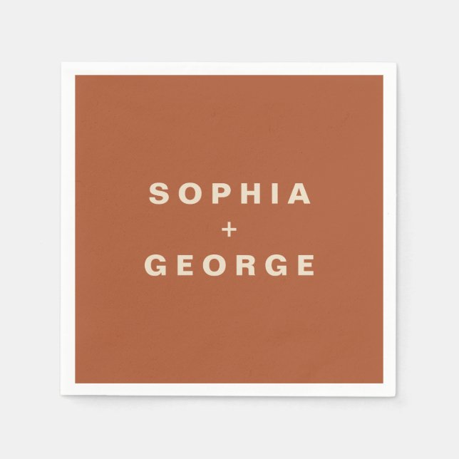 Modern Boho Jewel Earth Tone Wedding  Napkin (Front)