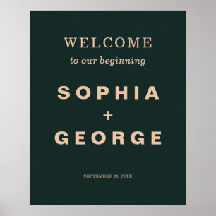 Modern Boho Jewel Earth Tone Wedding Welcome Sign