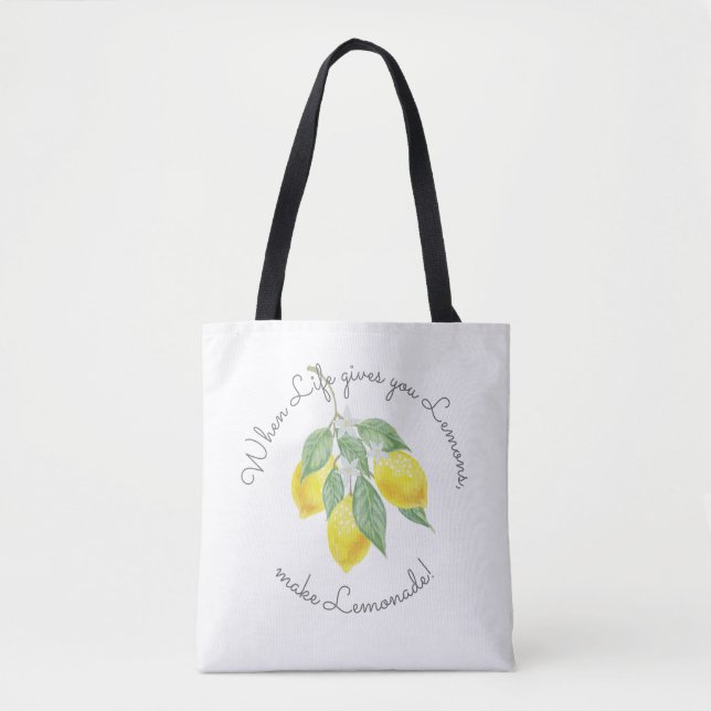 Modern Boho Lemon Monogrammed Favour Tote Bag (Front)