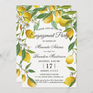 Modern Boho Lemon Summer Engagement Party Invitation