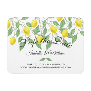 Modern Boho Lemon Summer Save the Date Wedding Magnet