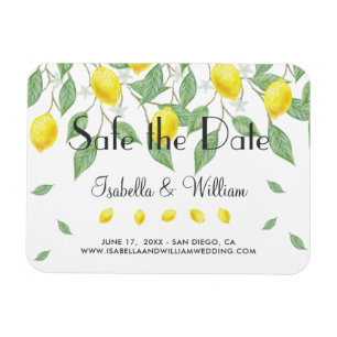 Modern Boho Lemon Summer Save the Date Wedding Magnet