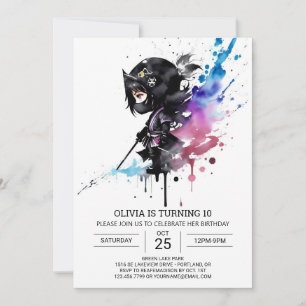 Modern Boho Little Ninja Birthday Invitation