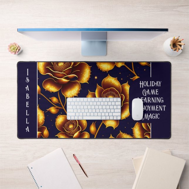 Modern Boho Luxury Gold Rose Collection Desk Mat (Office 1)