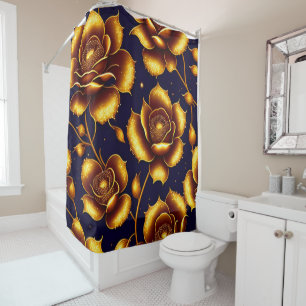 Modern Boho Luxury Gold Rose Collection Shower Curtain