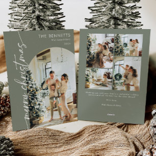 Modern Boho Merry Christmas Arch Photo Holiday Card