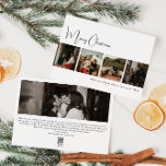 Modern Boho Merry Christmas Five Photo Holiday Card<br><div class="desc">Celebrate the holiday season with this modern boho Merry Christmas five photo holiday card. The unique and editable script gives the design a chic yet elegant touch. Its simple black and white design embodies a classic and whimsical feel, perfect for the winter season. The minimal bohemian festive designer font adds...</div>