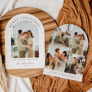 Modern Boho Merry Christmas & Happy New Year Arch Invitation