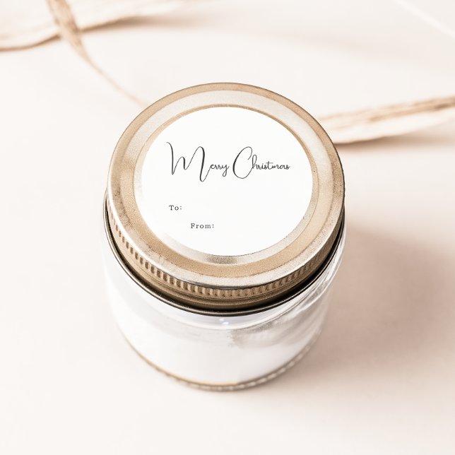 Modern Boho Merry Christmas To From Classic Round Sticker (Creator Uploaded)