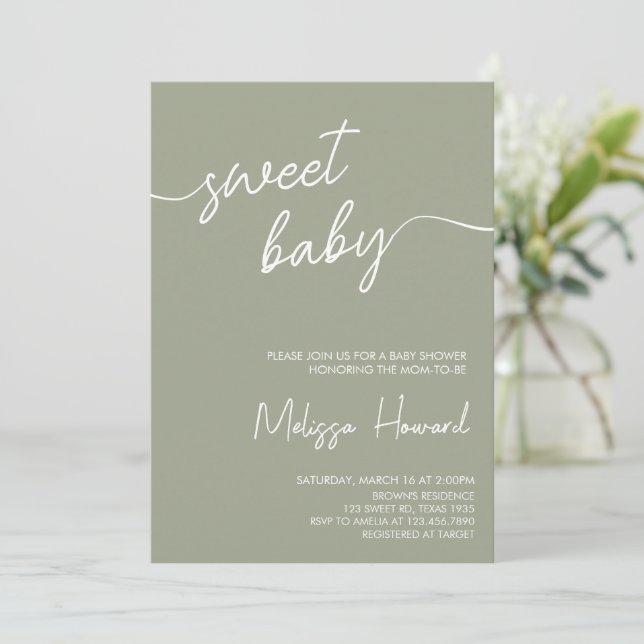 Modern Boho Minimalist Gender Neutral Baby Shower  Invitation (Standing Front)