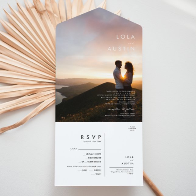 Modern Boho Minimalist Photo All In One Invitation (Creator Uploaded)