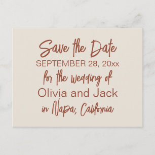 Modern Boho Minimalist Save the Date Postcard