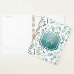 Modern Boho Monogram Greenery Eucalyptus Foliage Planner<br><div class="desc">Modern Boho Monogram Greenery Eucalyptus Foliage Planner. Features watercolor leaves in shades of sage green and dusty blue,  and a watercolor frame.</div>