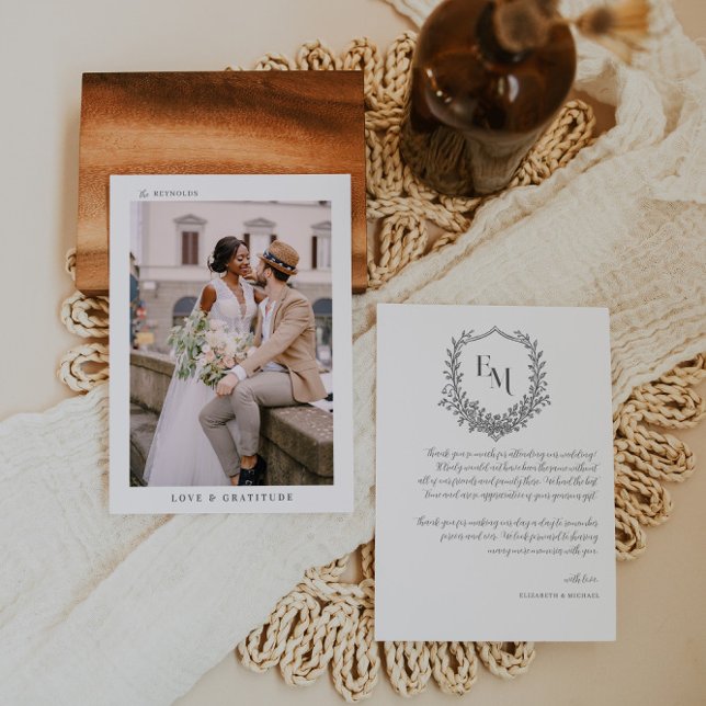 Modern Boho Monogram | Photo Wedding Thank You (Creator Uploaded)