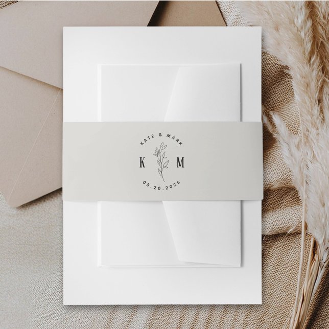 Modern Boho Neutral Beige Wedding Invitation Belly Band (Creator Uploaded)