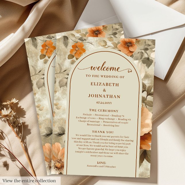 Modern Boho Neutral Rust Beige Sage Floral Program Programme (Modern Boho Neutral Beige Sage Floral Program)
