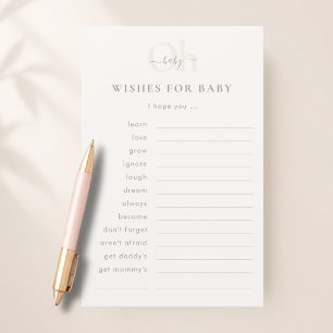 Modern Boho Neutral Shower Wishes For Baby Card