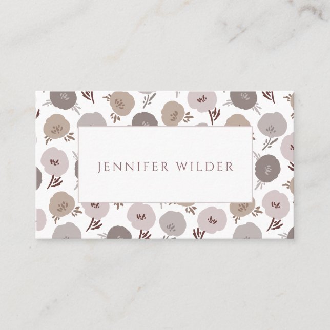 Modern Boho Neutral Soft Colours Floral Botanical Business Card (Front)