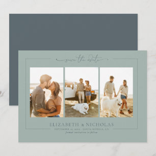 Modern Boho Ocean Glass 3 Photo Save the Date