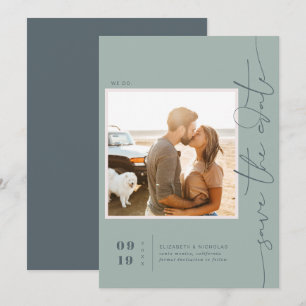 Modern Boho Ocean Glass Photo Save the Date