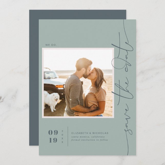 Modern Boho Ocean Glass | Photo Save the Date (Front/Back)