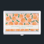 Modern Boho Oranges Citrus Fruit Blush Green  Business Card Holder<br><div class="desc">Modern Boho Oranges Citrus Fruit Blush Green Custom Business Card Case</div>