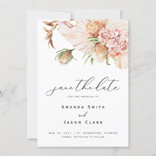 Modern Boho Pampas Dried Desert Save the Dates Invitation