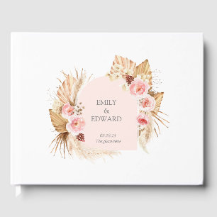 Modern Boho Pampas Grass Floral Arch Guest Book