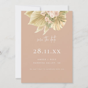 Modern Boho Pampas Grass Floral Blush Pink Save The Date