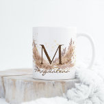 Modern Boho Pampas Grass Glam Fx Glitter Monogram Coffee Mug<br><div class="desc">Elegant boho arrangement of dried pampas grass and branches with a faux glitter effect,  customisable name,  and monogram for a personalised gift for any occasion.</div>