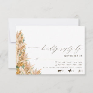 Modern Boho Pampas Grass Wedding RSVP Card