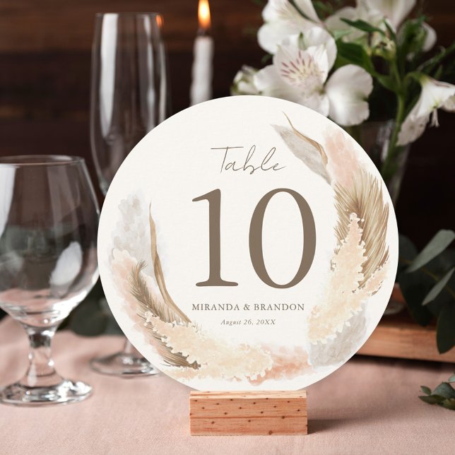 Modern Boho Pampas Grass Wedding Table Number (Creator Uploaded)